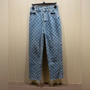 Women's Blue Checkered Jeans